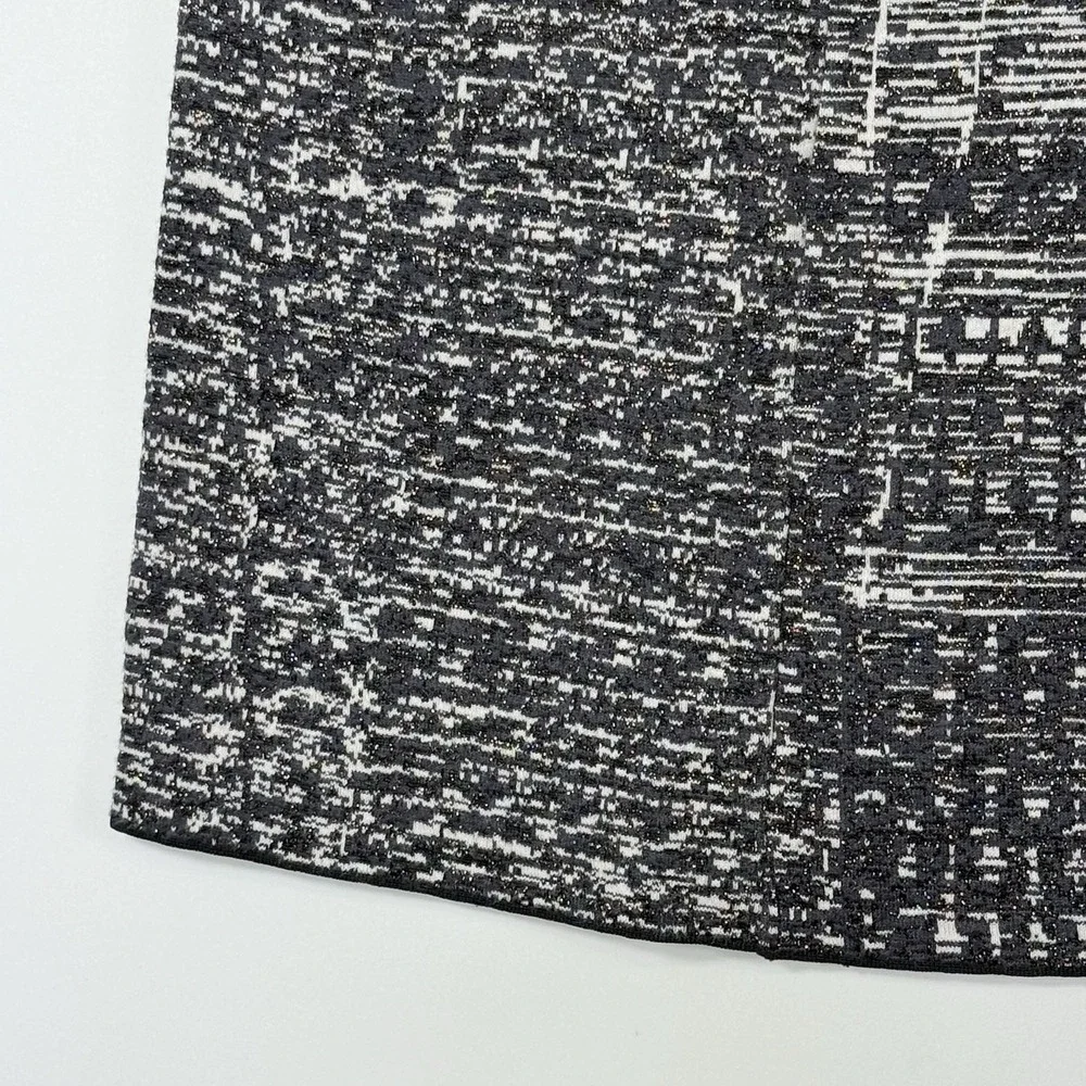 Nic + Zoe Mini Skirt Womens XL Black Cream Metallic Abstract Knit‎ Artsy Stretch